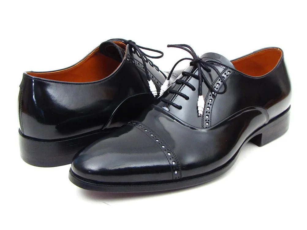 Paul Parkman Schuhe Paul Parkman Herrenhandbemalte Leder-Captoe-Oxfords in Schwarz