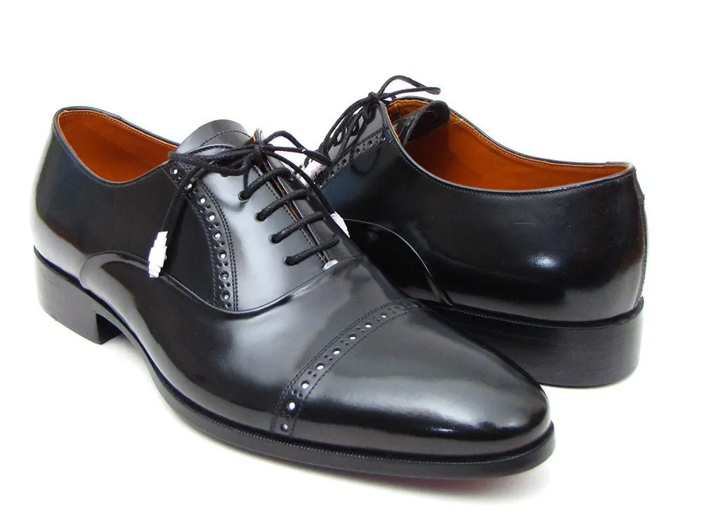 Paul Parkman Schuhe Paul Parkman Herrenhandbemalte Leder-Captoe-Oxfords in Schwarz