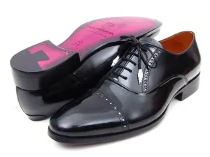 Paul Parkman Schuhe Paul Parkman Herrenhandbemalte Leder-Captoe-Oxfords in Schwarz