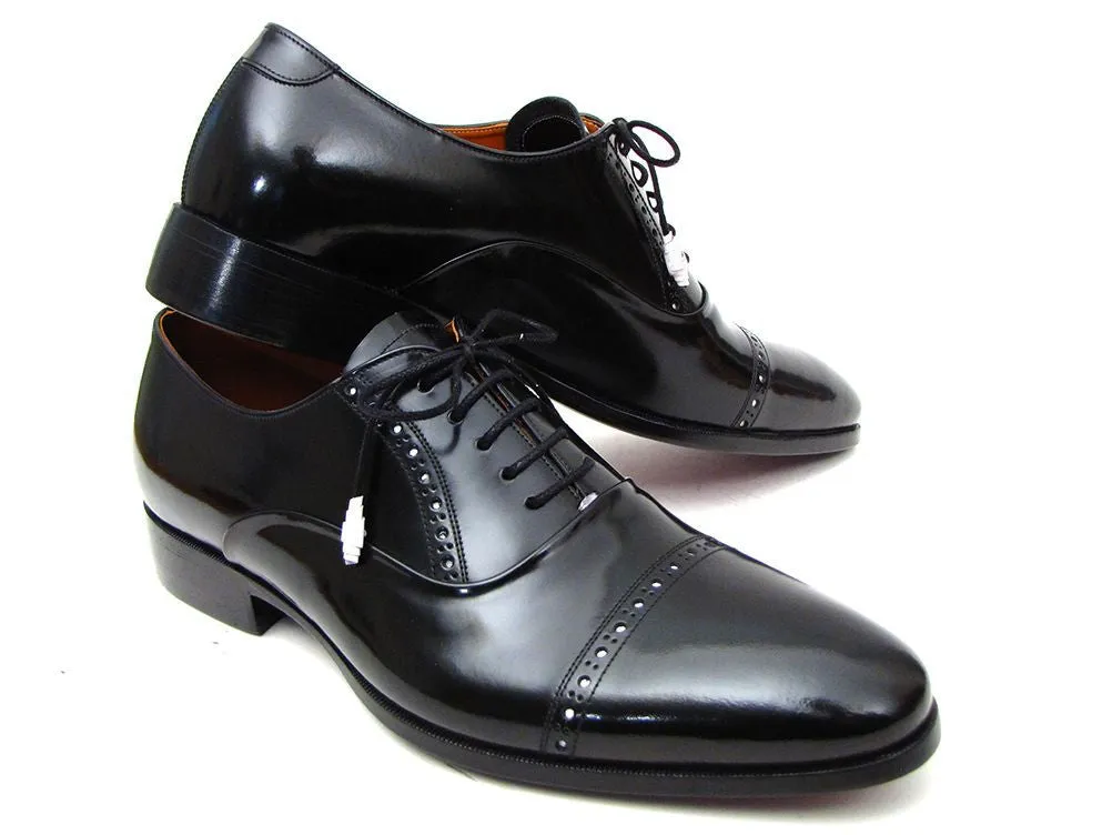 Paul Parkman Schuhe Paul Parkman Herrenhandbemalte Leder-Captoe-Oxfords in Schwarz
