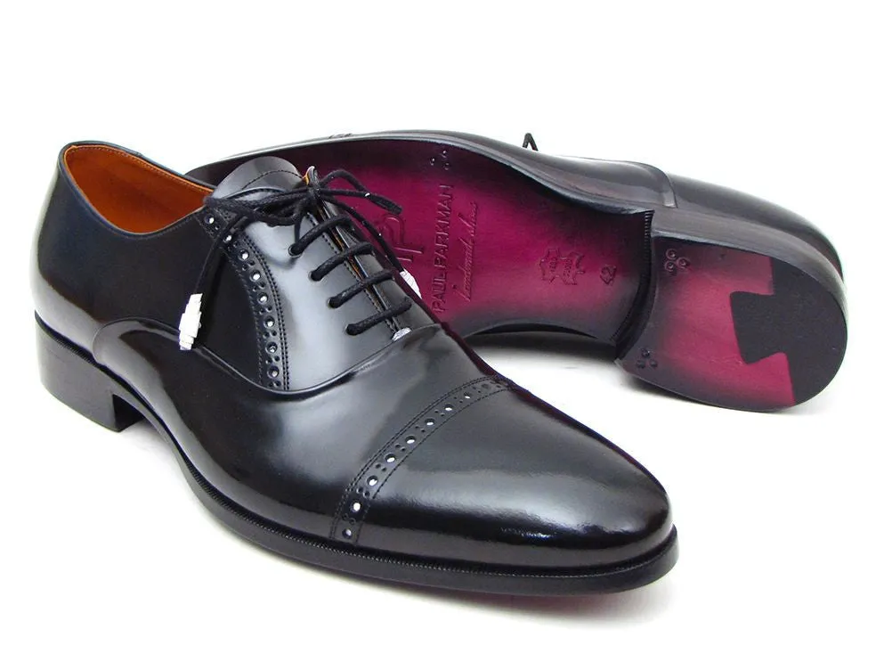 Paul Parkman Schuhe Paul Parkman Herrenhandbemalte Leder-Captoe-Oxfords in Schwarz