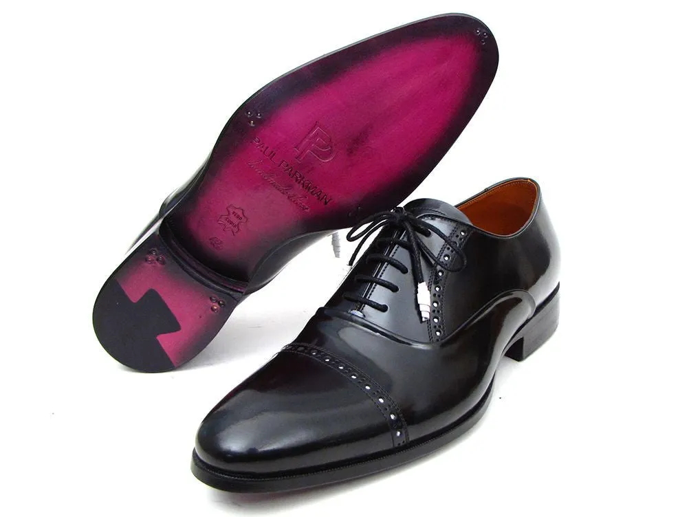 Paul Parkman Schuhe Paul Parkman Herrenhandbemalte Leder-Captoe-Oxfords in Schwarz