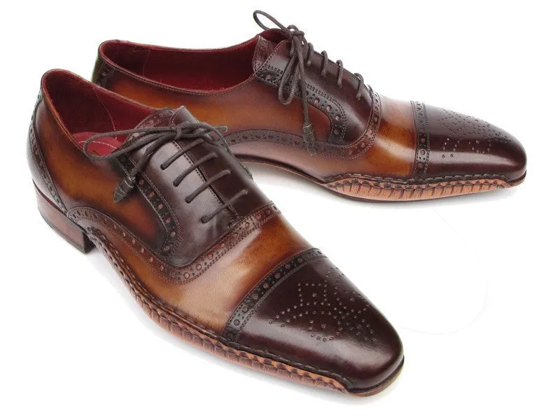 Paul Parkman Schuhe Paul Parkman Herrenhandbemalte Leder-Captoe-Oxfords in Braun