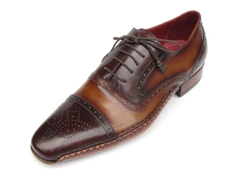 Paul Parkman Schuhe Paul Parkman Herrenhandbemalte Leder-Captoe-Oxfords in Braun
