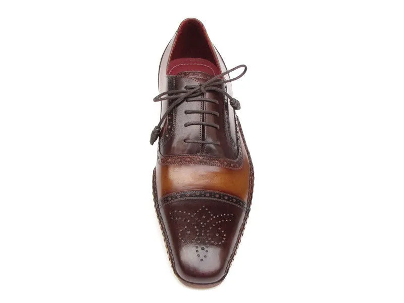 Paul Parkman Schuhe Paul Parkman Herrenhandbemalte Leder-Captoe-Oxfords in Braun