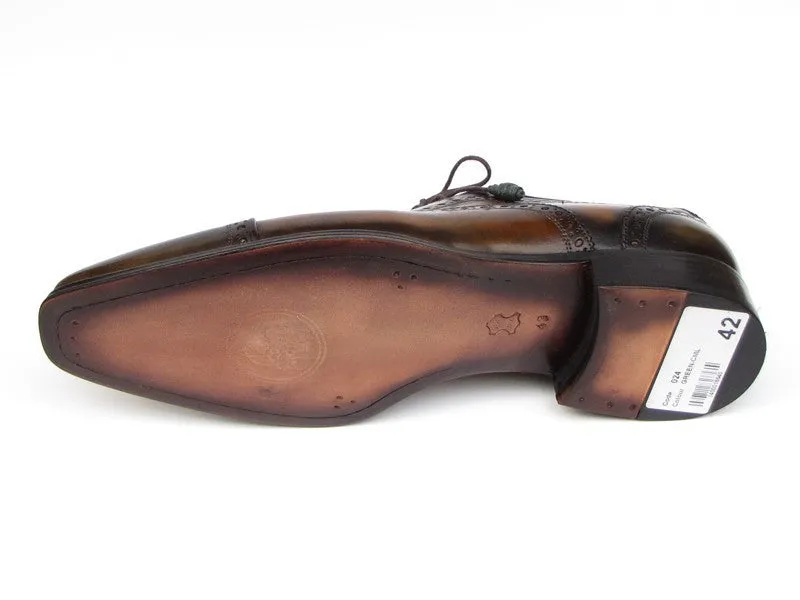 Paul Parkman Schuhe Paul Parkman Herren-Handbemalte Leder-Captoe-Oxfords in Kamel & Olive