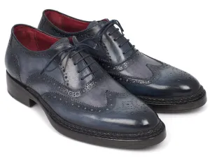Paul Parkman Schuhe Paul Parkman Herrenhandbemalte Lederschnürschuhe im Wingtip-Design in Blau