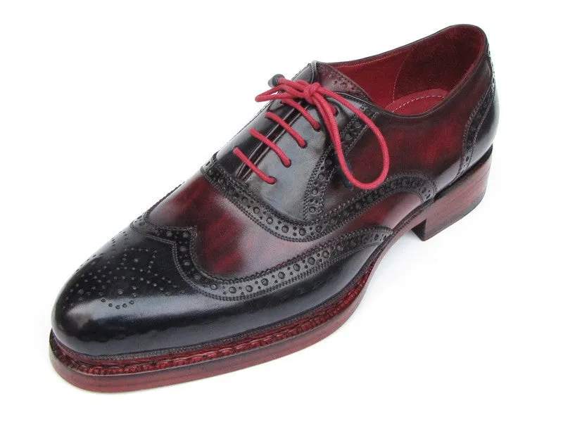 Paul Parkman Schuhe Paul Parkman Herren-Leder-Wingtips mit Broguing in Marineblau & Rot