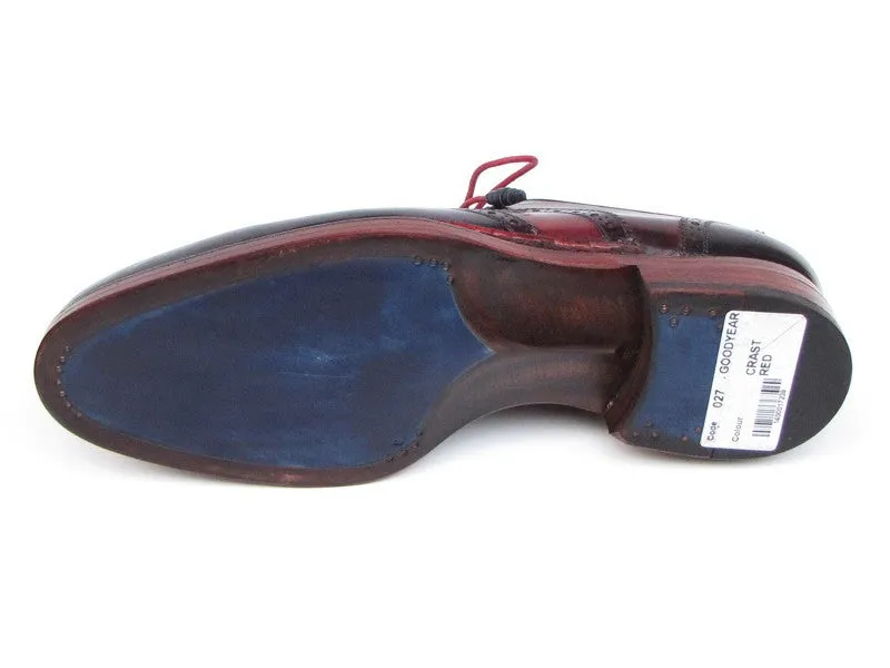 Paul Parkman Schuhe Paul Parkman Herren-Leder-Wingtips mit Broguing in Marineblau & Rot