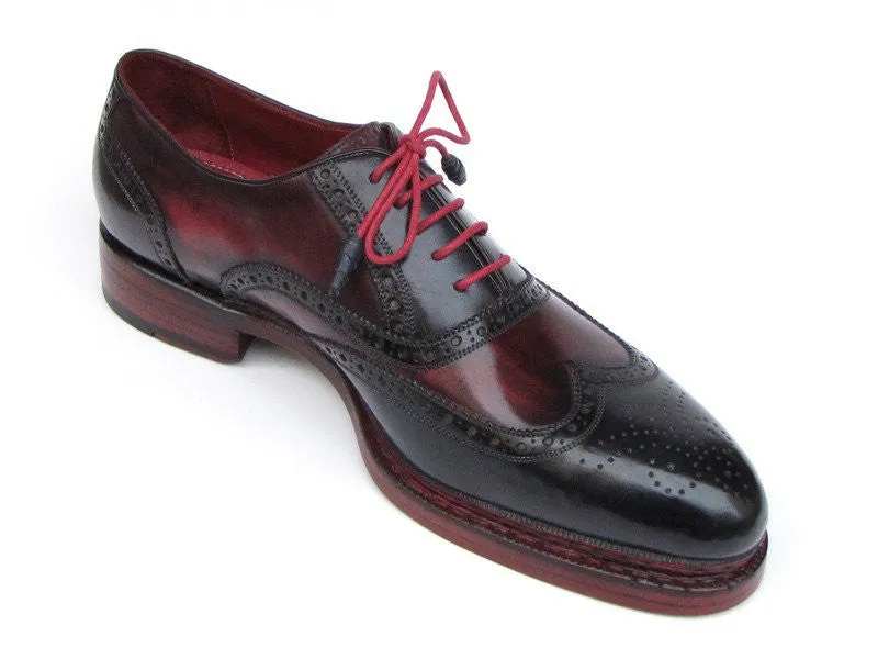 Paul Parkman Schuhe Paul Parkman Herren-Leder-Wingtips mit Broguing in Marineblau & Rot