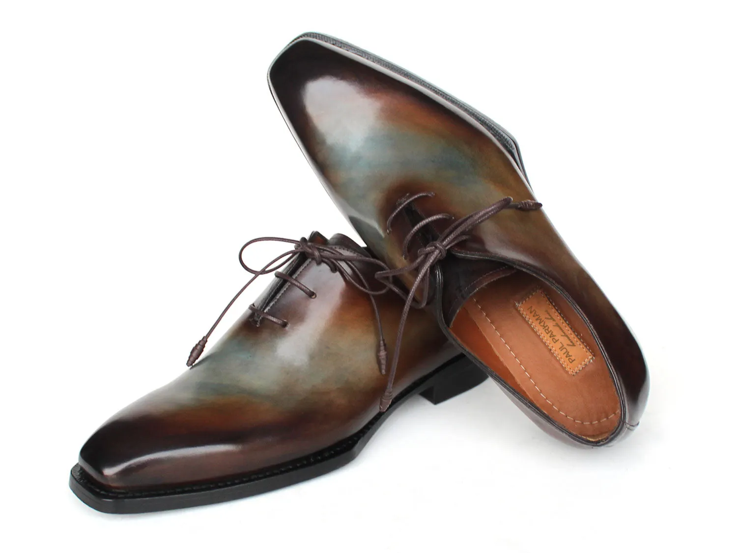 Paul Parkman Schuhe Paul Parkman Herren Patina Goodyear durchgenähte Ganzschnitt Oxfords in Braun & Blau