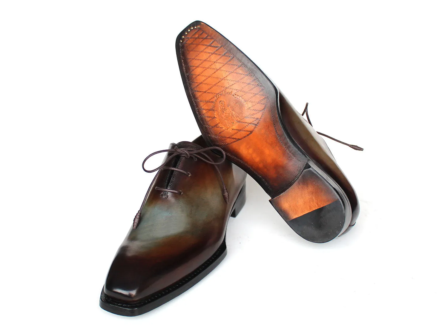 Paul Parkman Schuhe Paul Parkman Herren Patina Goodyear durchgenähte Ganzschnitt Oxfords in Braun & Blau