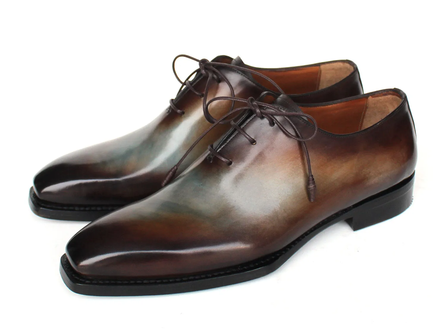 Paul Parkman Schuhe Paul Parkman Herren Patina Goodyear durchgenähte Ganzschnitt Oxfords in Braun & Blau