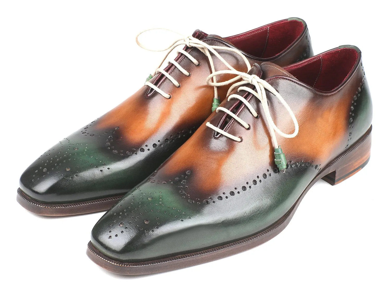 Paul Parkman Schuhe Paul Parkman Herren Wingtip Oxfords in Grün & Kamel