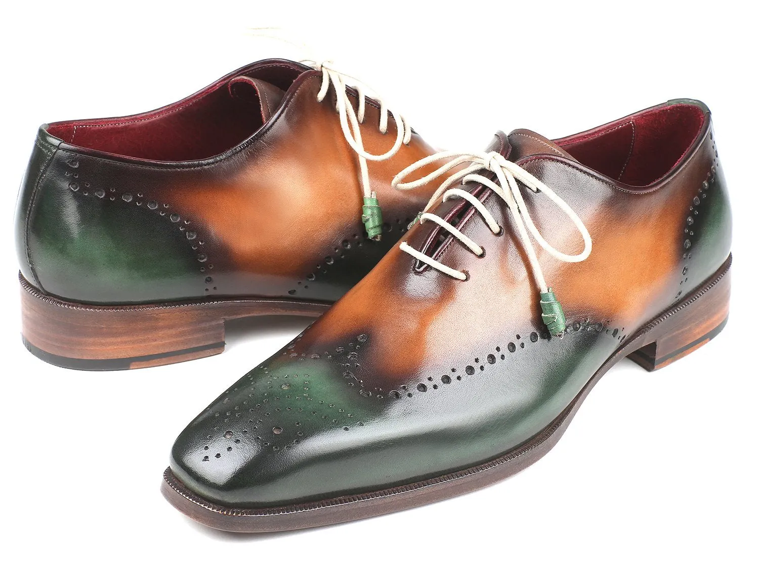 Paul Parkman Schuhe Paul Parkman Herren Wingtip Oxfords in Grün & Kamel