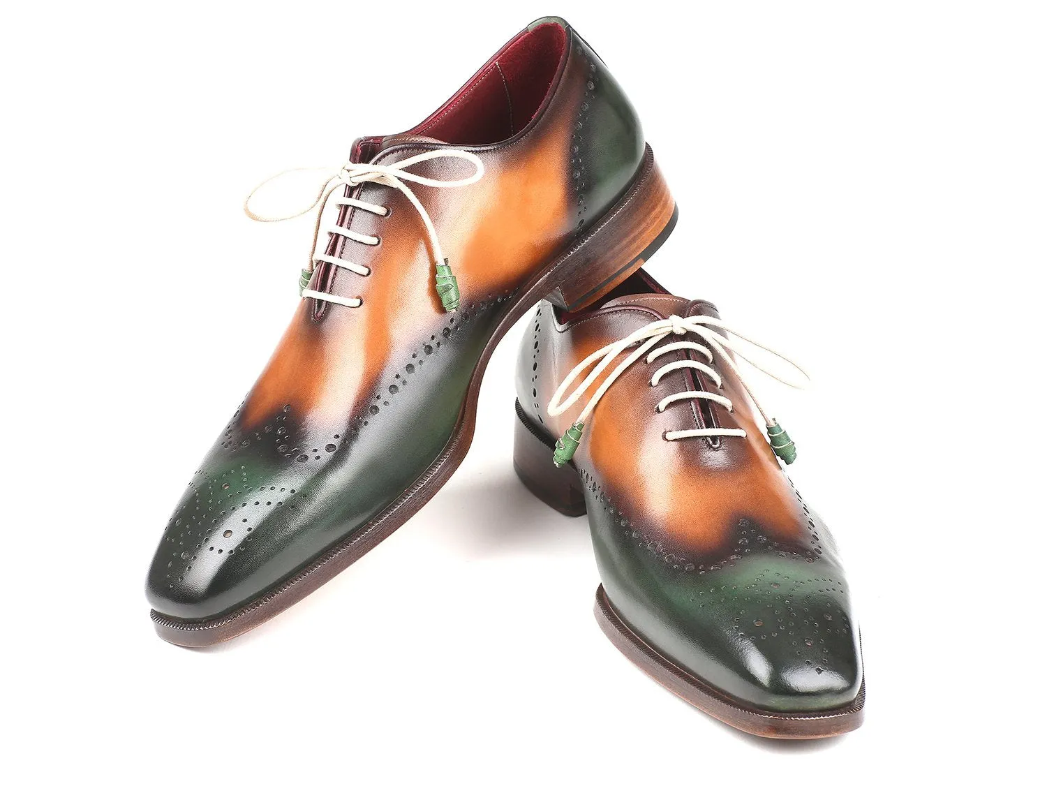 Paul Parkman Schuhe Paul Parkman Herren Wingtip Oxfords in Grün & Kamel
