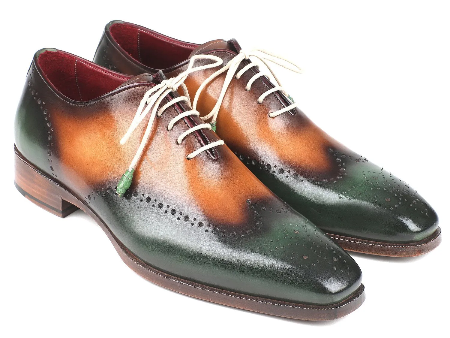 Paul Parkman Schuhe Paul Parkman Herren Wingtip Oxfords in Grün & Kamel