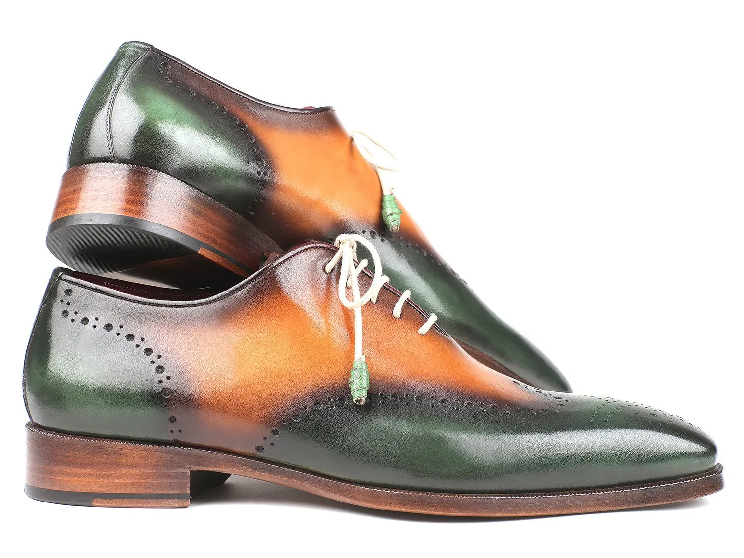 Paul Parkman Schuhe Paul Parkman Herren Wingtip Oxfords in Grün & Kamel