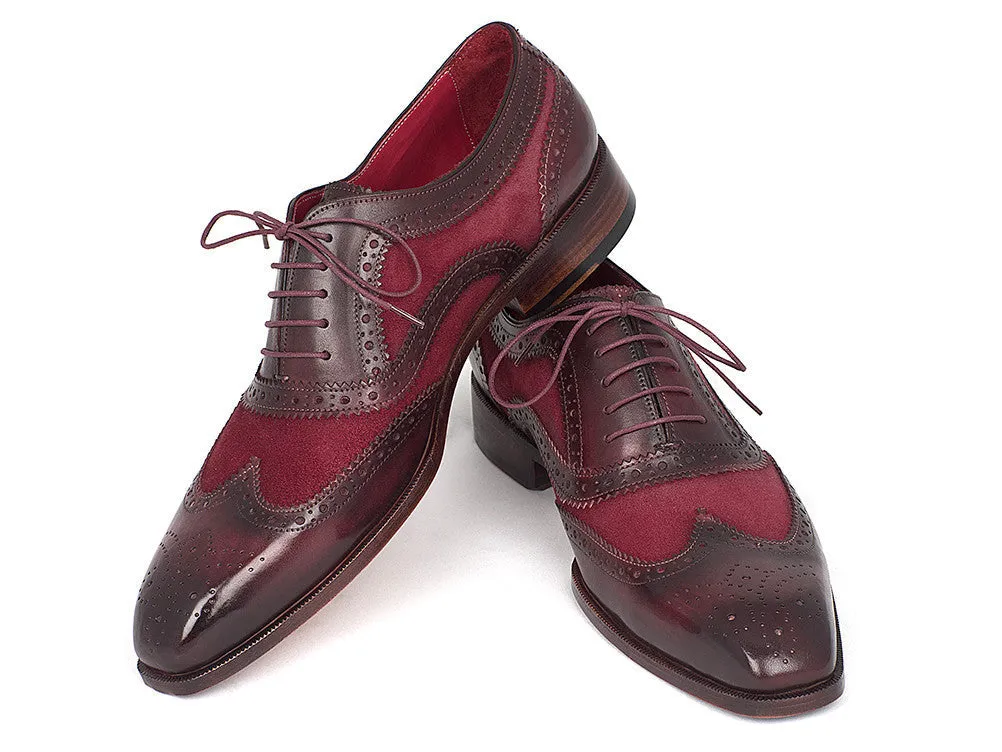 Paul Parkman Schuhe Paul Parkman Wildleder & Kalbsleder Herren Wingtip Oxfords in Bordeaux