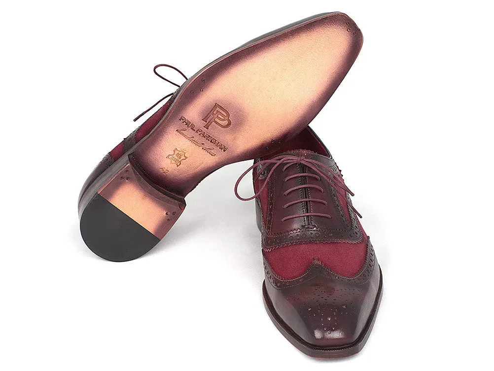 Paul Parkman Schuhe Paul Parkman Wildleder & Kalbsleder Herren Wingtip Oxfords in Bordeaux