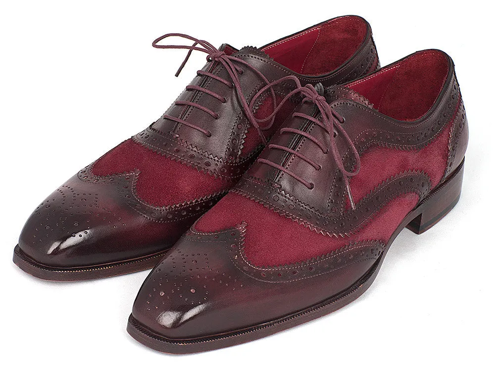 Paul Parkman Schuhe Paul Parkman Wildleder & Kalbsleder Herren Wingtip Oxfords in Bordeaux