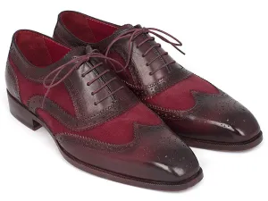 Paul Parkman Schuhe Paul Parkman Wildleder & Kalbsleder Herren Wingtip Oxfords in Bordeaux