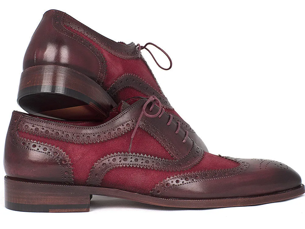 Paul Parkman Schuhe Paul Parkman Wildleder & Kalbsleder Herren Wingtip Oxfords in Bordeaux