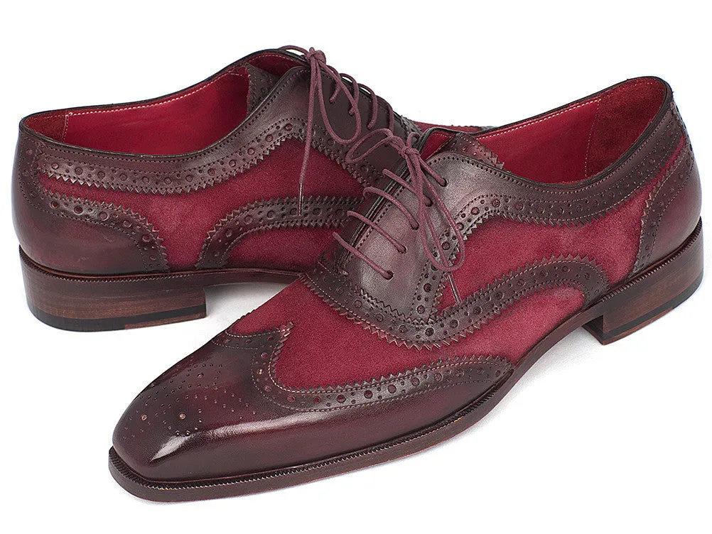 Paul Parkman Schuhe Paul Parkman Wildleder & Kalbsleder Herren Wingtip Oxfords in Bordeaux