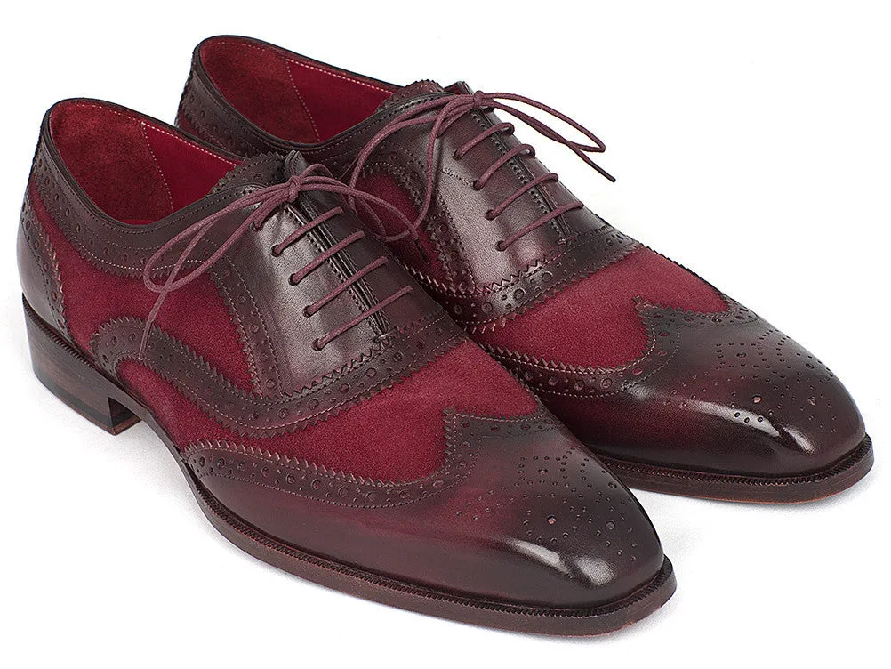 Paul Parkman Schuhe Paul Parkman Wildleder & Kalbsleder Herren Wingtip Oxfords in Bordeaux