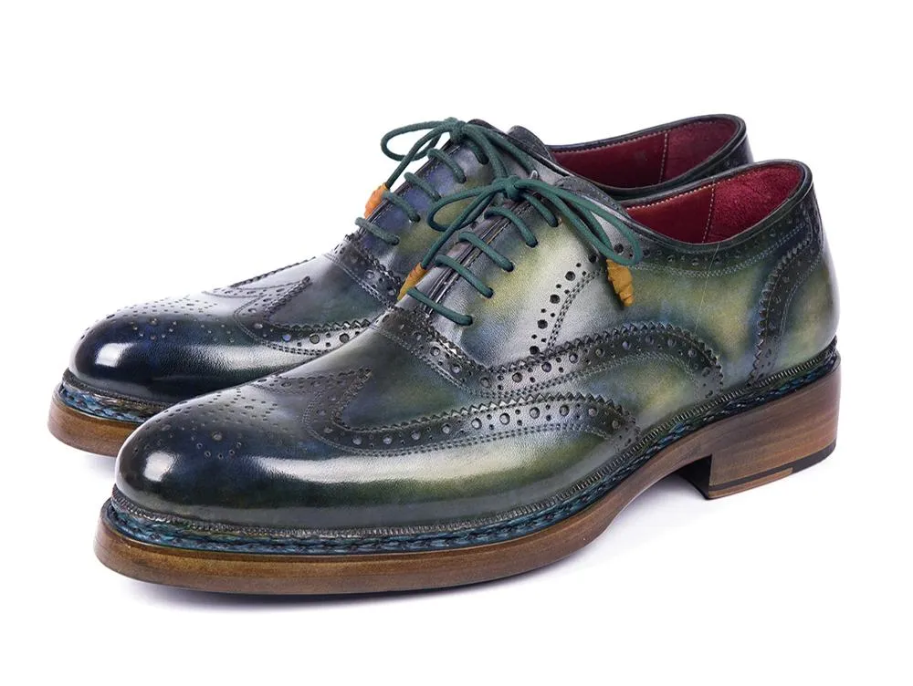 Paul Parkman Schuhe Paul Parkman Dreifach-Ledersohle Wingtip Brogues in Grün & Blau