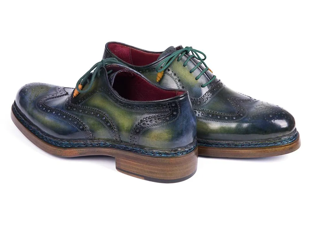 Paul Parkman Schuhe Paul Parkman Dreifach-Ledersohle Wingtip Brogues in Grün & Blau