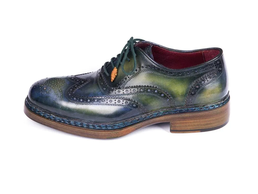 Paul Parkman Schuhe Paul Parkman Dreifach-Ledersohle Wingtip Brogues in Grün & Blau