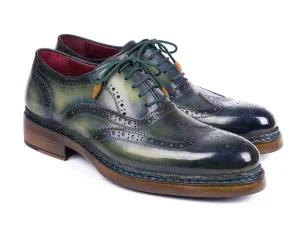 Paul Parkman Schuhe Paul Parkman Dreifach-Ledersohle Wingtip Brogues in Grün & Blau