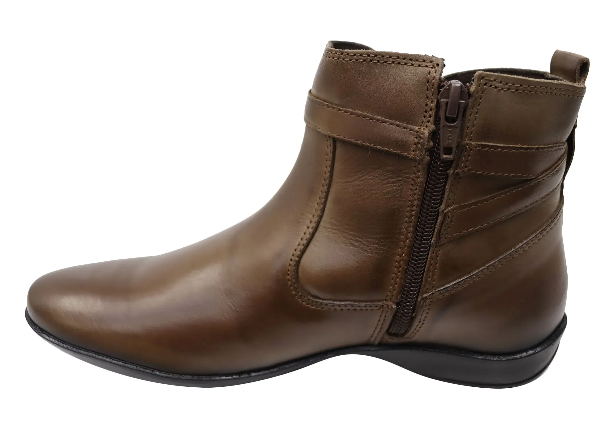 Perlatto Lane Damen Bequeme Leder-Knöchelstiefel Hergestellt in Brasilien Perlatto Schuhe