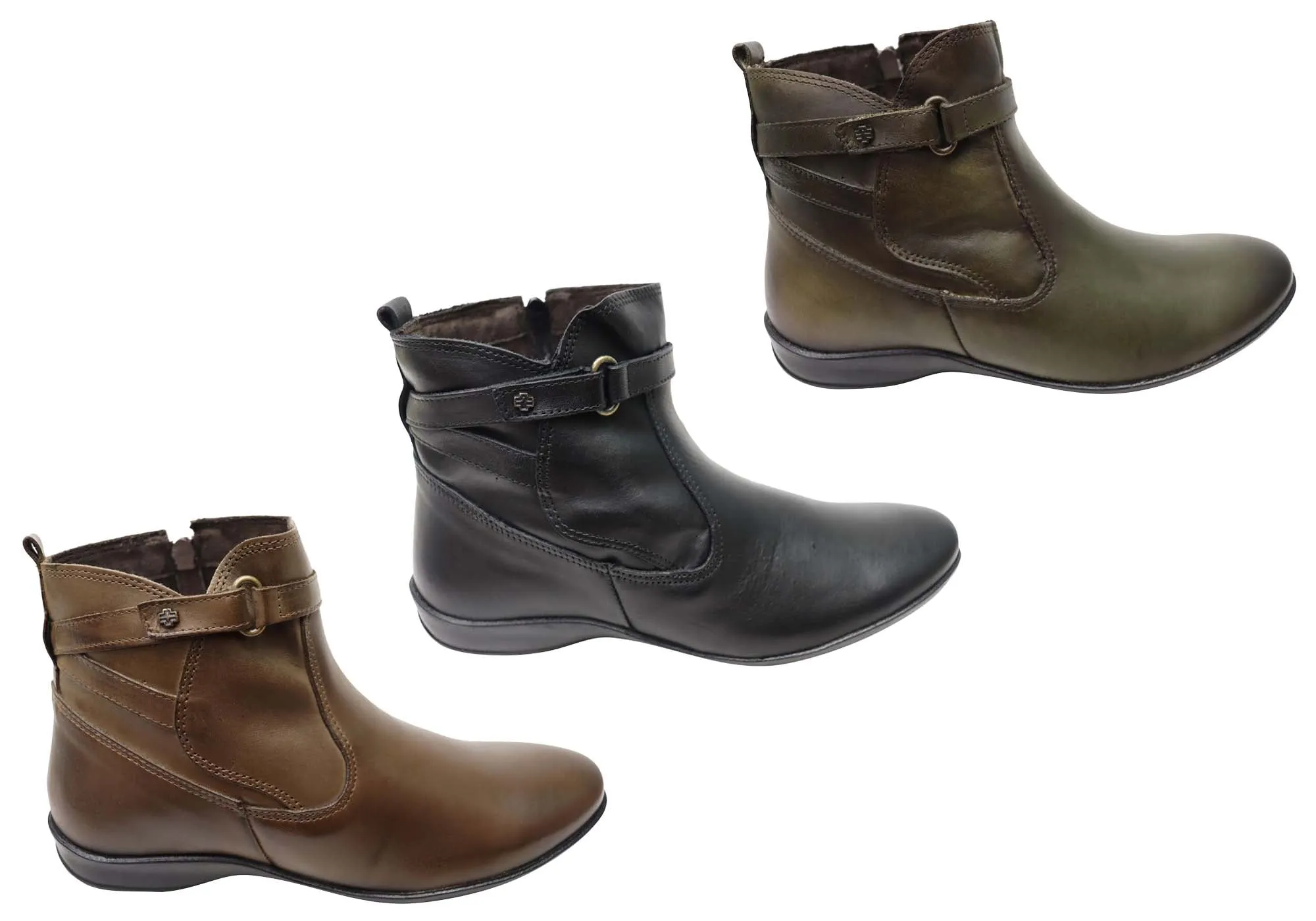 Perlatto Lane Damen Bequeme Leder-Knöchelstiefel Hergestellt in Brasilien Perlatto Schuhe