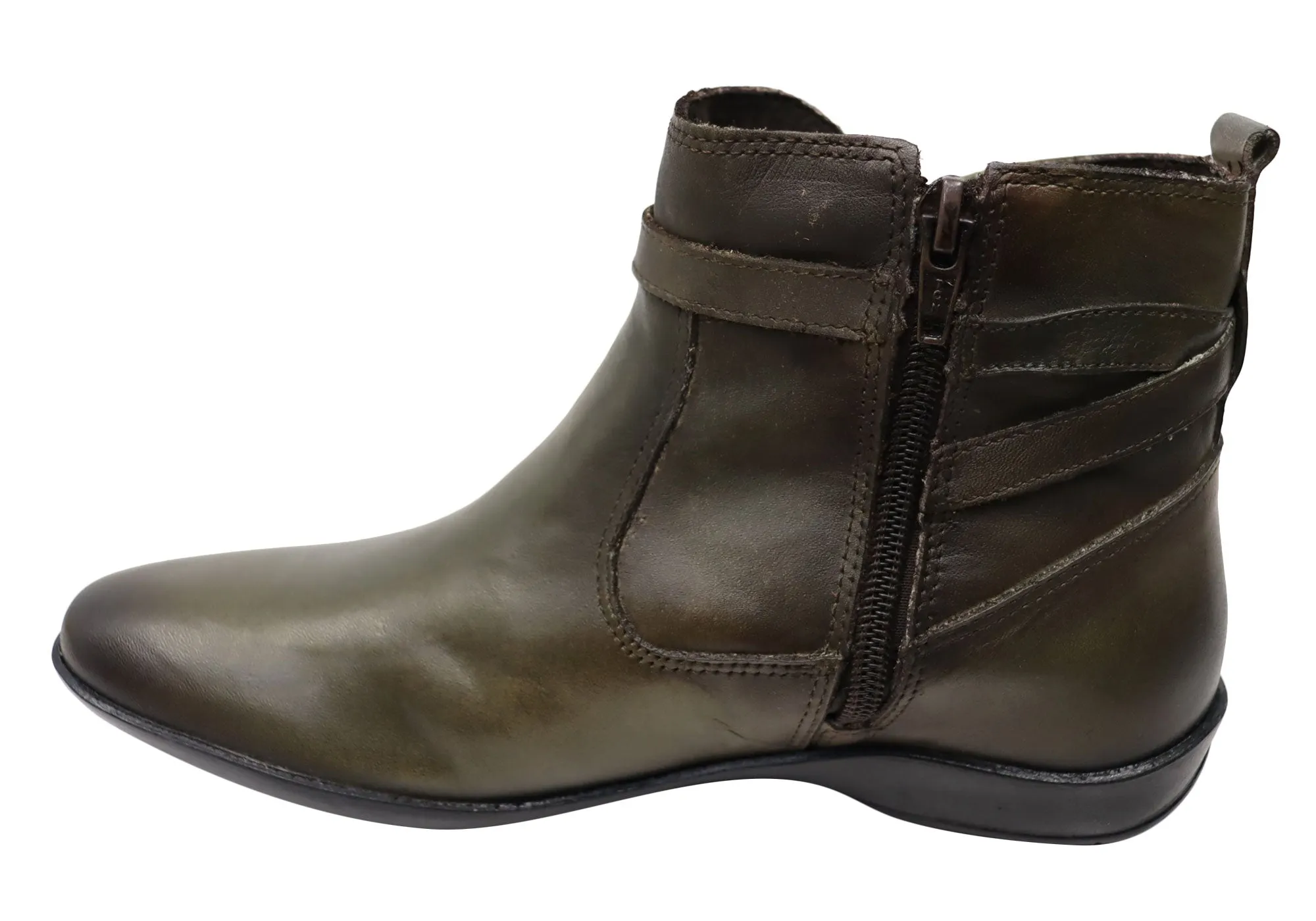 Perlatto Lane Damen Bequeme Leder-Knöchelstiefel Hergestellt in Brasilien Perlatto Schuhe