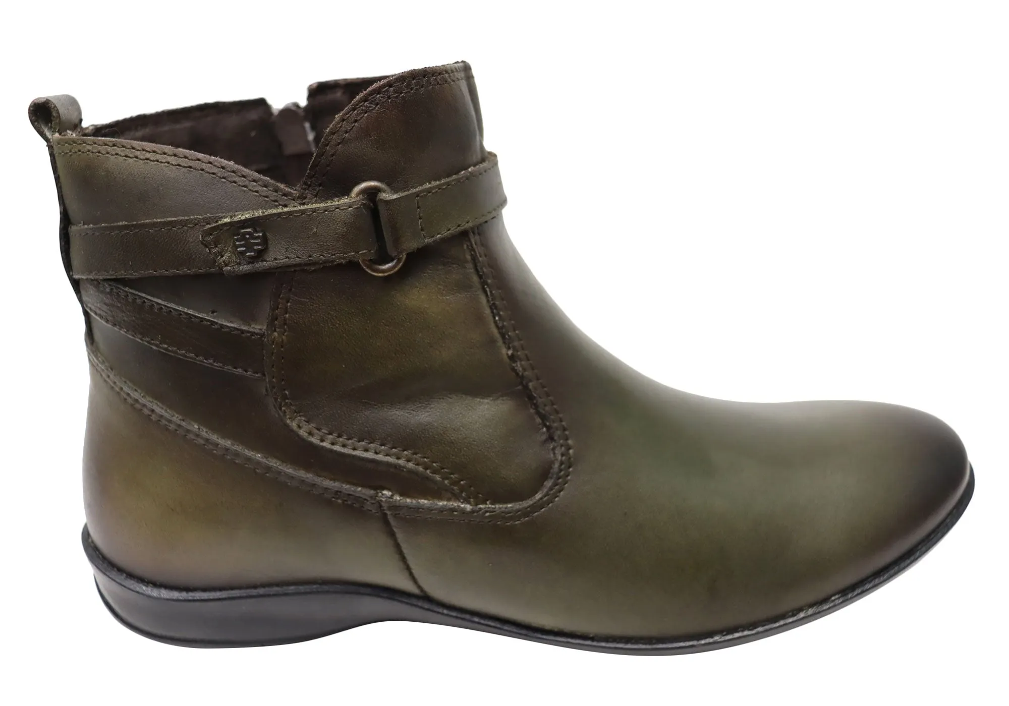 Perlatto Lane Damen Bequeme Leder-Knöchelstiefel Hergestellt in Brasilien Perlatto Schuhe