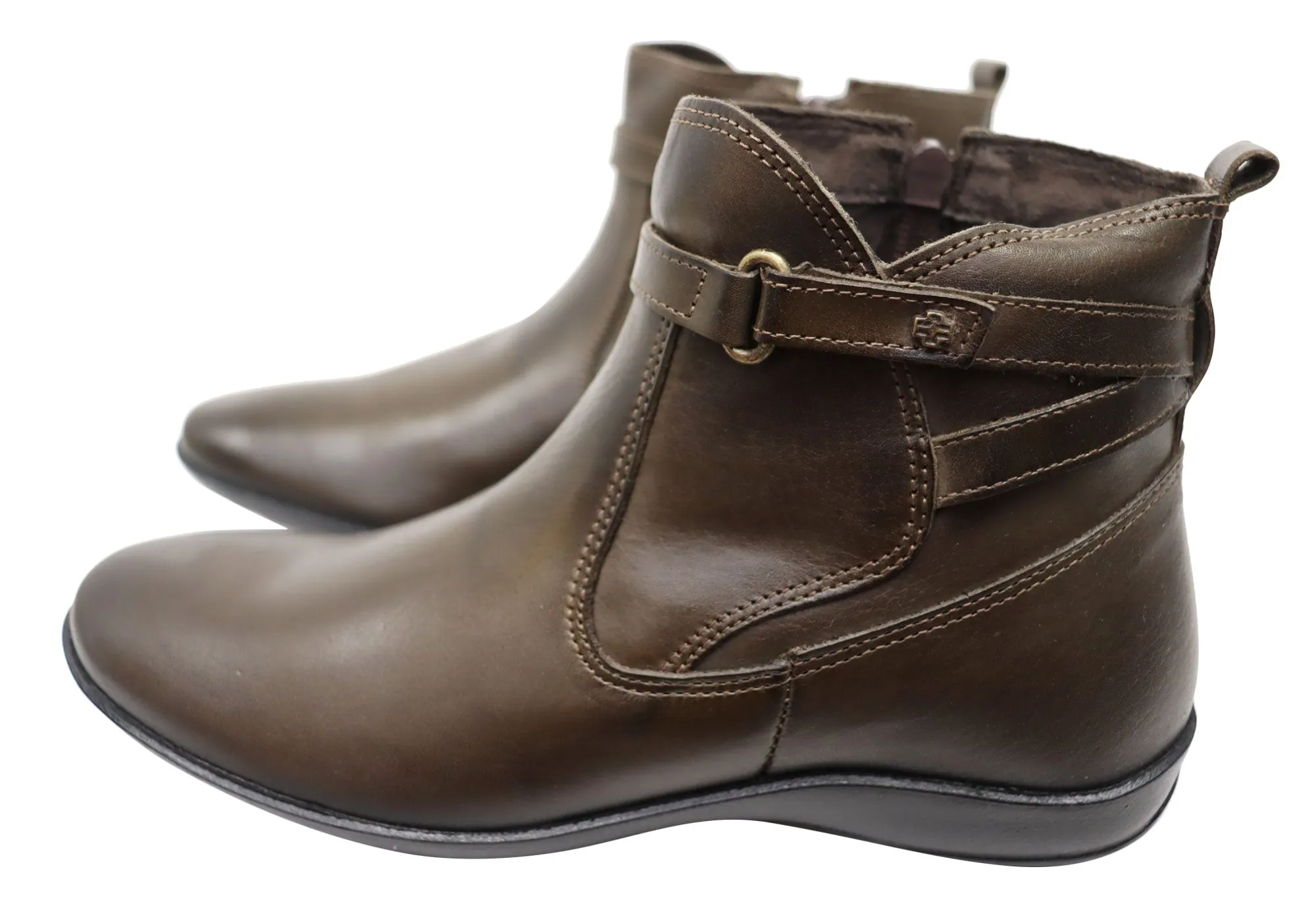 Perlatto Lane Damen Bequeme Leder-Knöchelstiefel Hergestellt in Brasilien Perlatto Schuhe