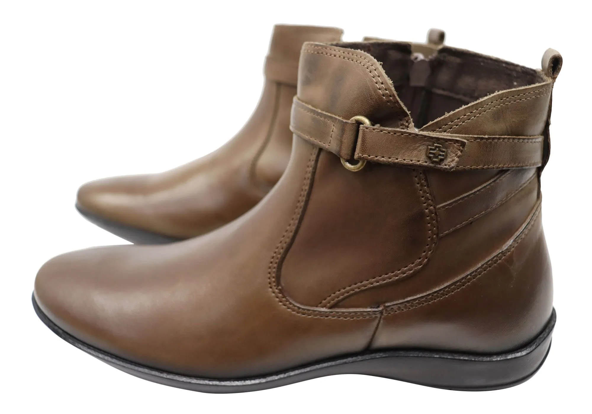 Perlatto Lane Damen Bequeme Leder-Knöchelstiefel Hergestellt in Brasilien Perlatto Schuhe