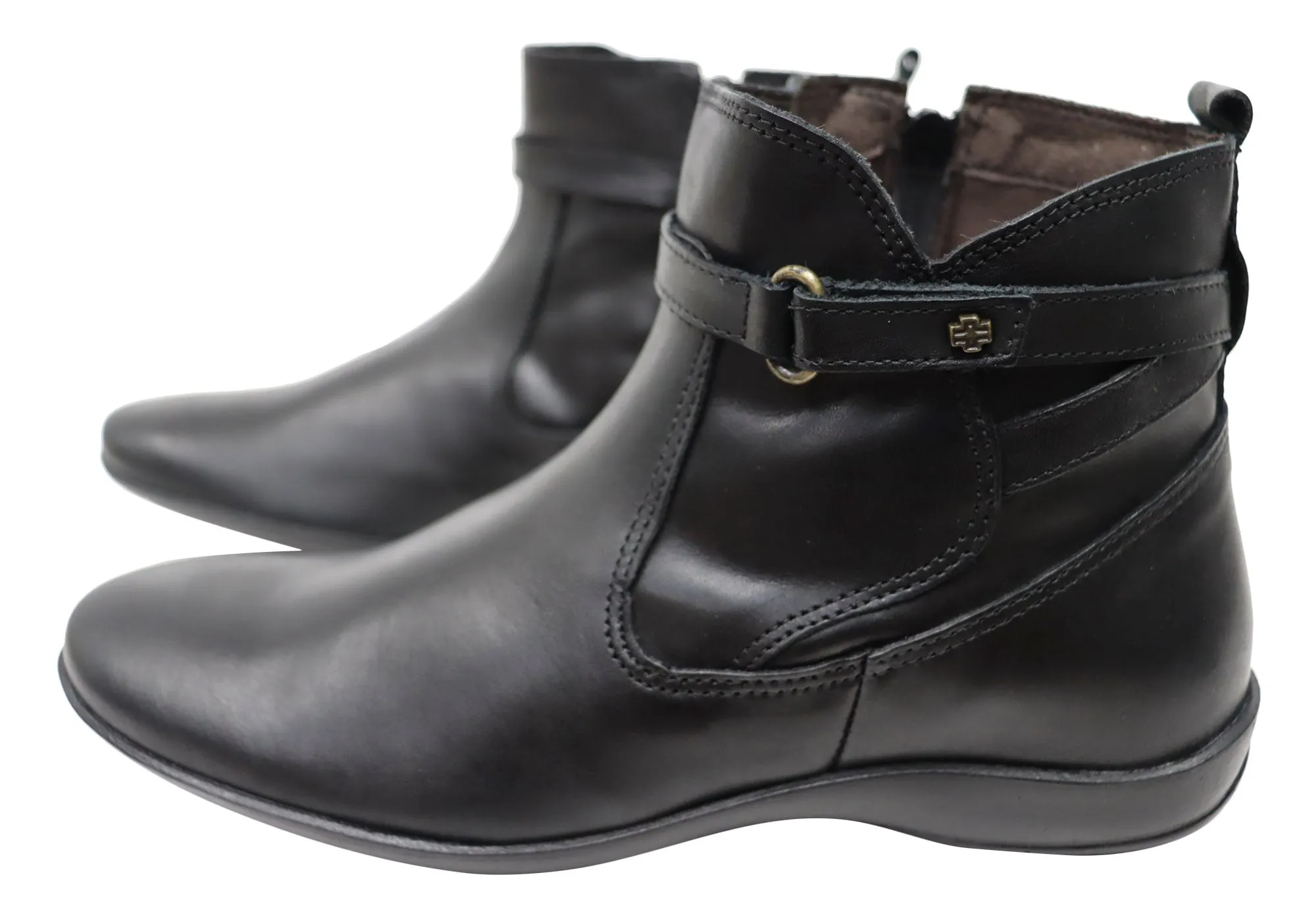 Perlatto Lane Damen Bequeme Leder-Knöchelstiefel Hergestellt in Brasilien Perlatto Schuhe