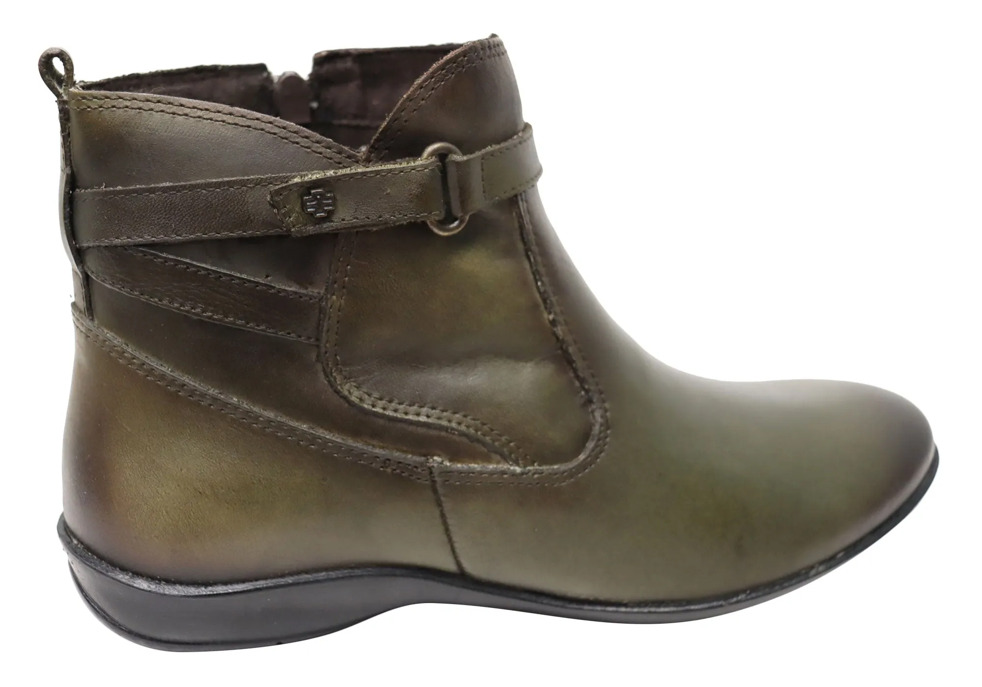 Perlatto Lane Damen Bequeme Leder-Knöchelstiefel Hergestellt in Brasilien Perlatto Schuhe
