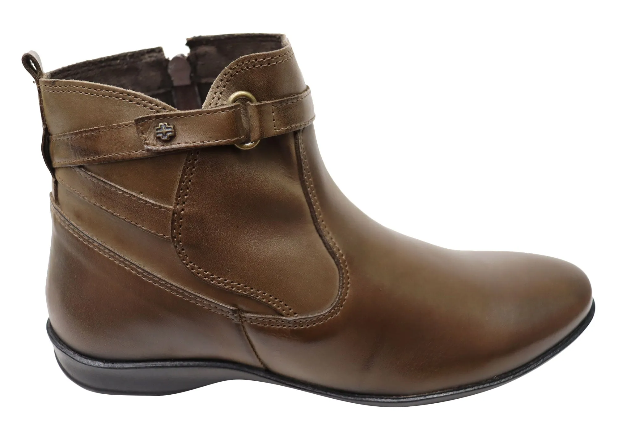 Perlatto Lane Damen Bequeme Leder-Knöchelstiefel Hergestellt in Brasilien Perlatto Schuhe