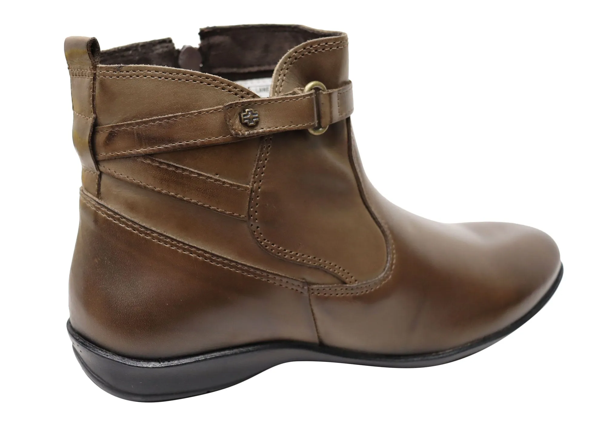 Perlatto Lane Damen Bequeme Leder-Knöchelstiefel Hergestellt in Brasilien Perlatto Schuhe