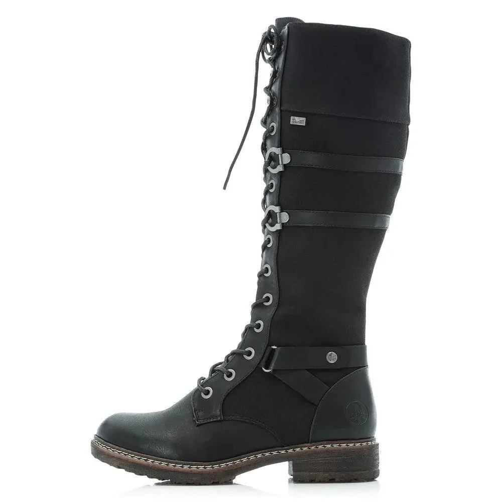 Rieker Schuhe 94732-00 Schwarz Hoch Schnürung/Seitlicher Reißverschluss RTex