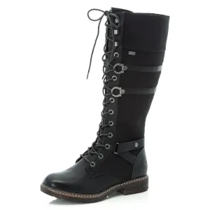 Rieker Schuhe 94732-00 Schwarz Hoch Schnürung/Seitlicher Reißverschluss RTex