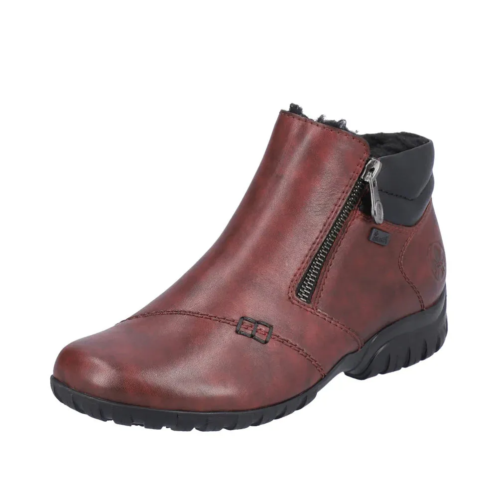 Rieker Schuhe L4655-35 Knöchelreißverschluss RTex Weinrot/Schwarz