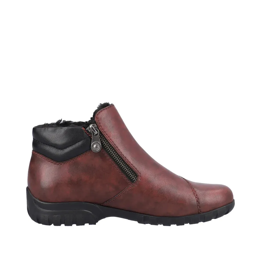 Rieker Schuhe L4655-35 Knöchelreißverschluss RTex Weinrot/Schwarz