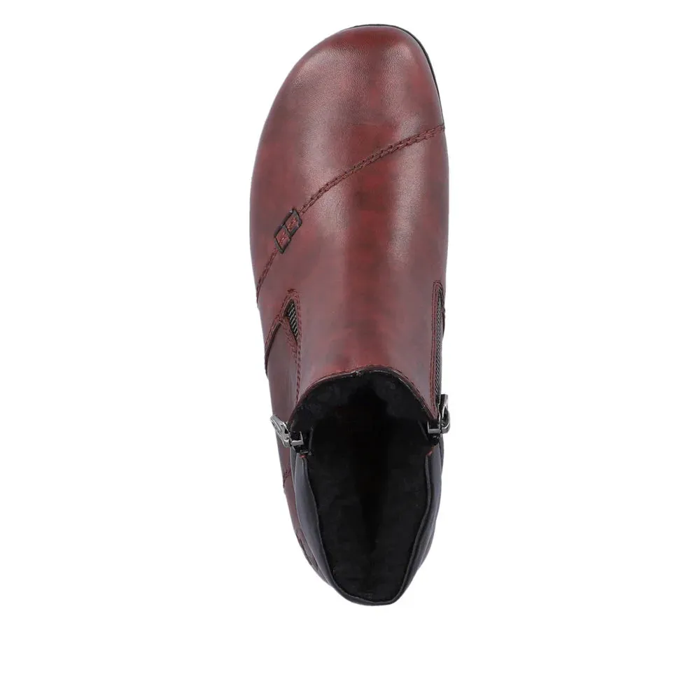 Rieker Schuhe L4655-35 Knöchelreißverschluss RTex Weinrot/Schwarz