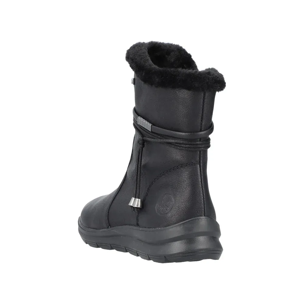 Rieker Schuhe Z0070-00 Schwarz Knöchelreißverschluss Lined RTex