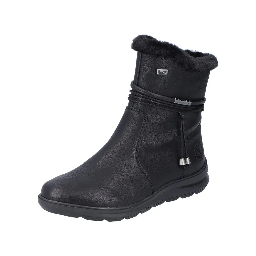 Rieker Schuhe Z0070-00 Schwarz Knöchelreißverschluss Lined RTex